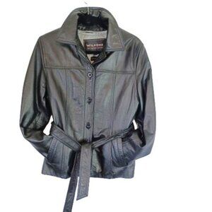 Wilson's Black Leather Classic Buttoned Women's Medium Labels Thinsulate Jacket